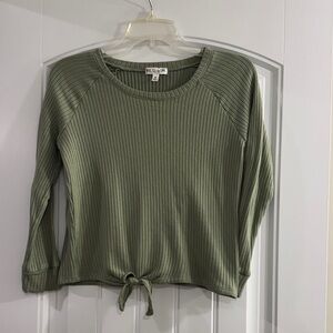 Love, Glam Girl Green Long Sleeve Ribbed Top    Girls Size - M